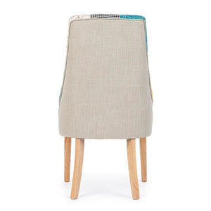 Set 2 Sedie Patchwork Tessuto Multicolore Moderno da Interno - CHRISTOPHER