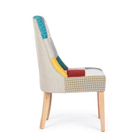Set 2 Sedie Patchwork Tessuto Multicolore Moderno da Interno - CHRISTOPHER
