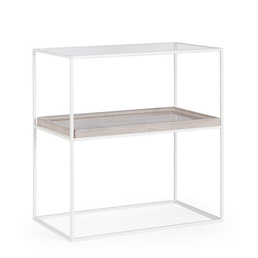 Mobiletto 2 Piani Vetro Bianco Moderno da Interno - CECILIA