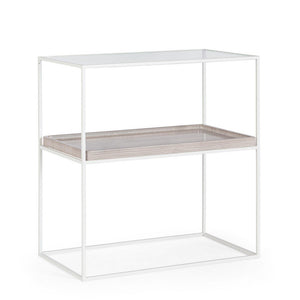 Mobiletto 2 Piani Vetro Bianco Moderno da Interno - CECILIA