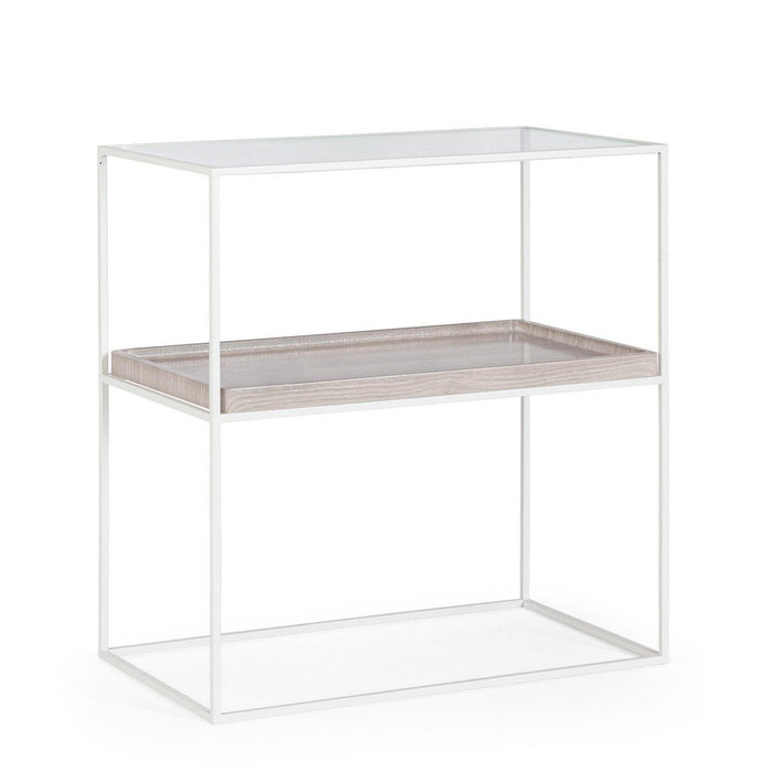 Mobiletto 2 Piani Vetro Bianco Moderno da Interno - CECILIA