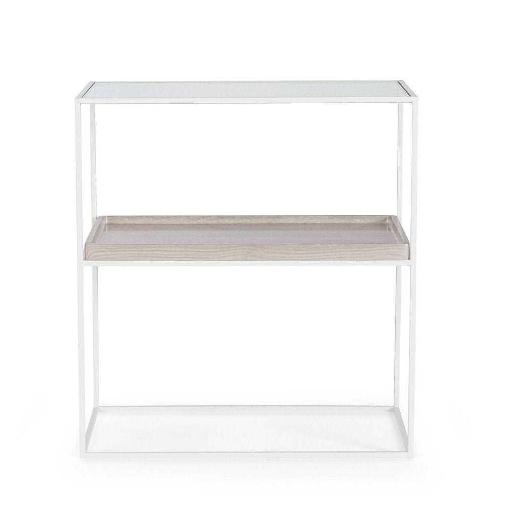 Mobiletto 2 Piani Vetro Bianco Moderno da Interno - CECILIA