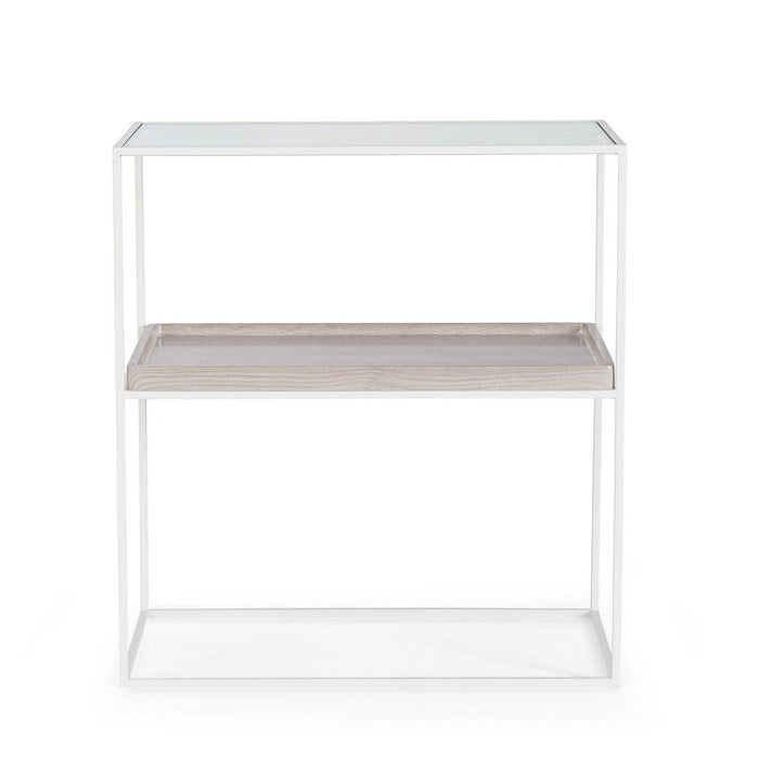 Mobiletto 2 Piani Vetro Bianco Moderno da Interno - CECILIA