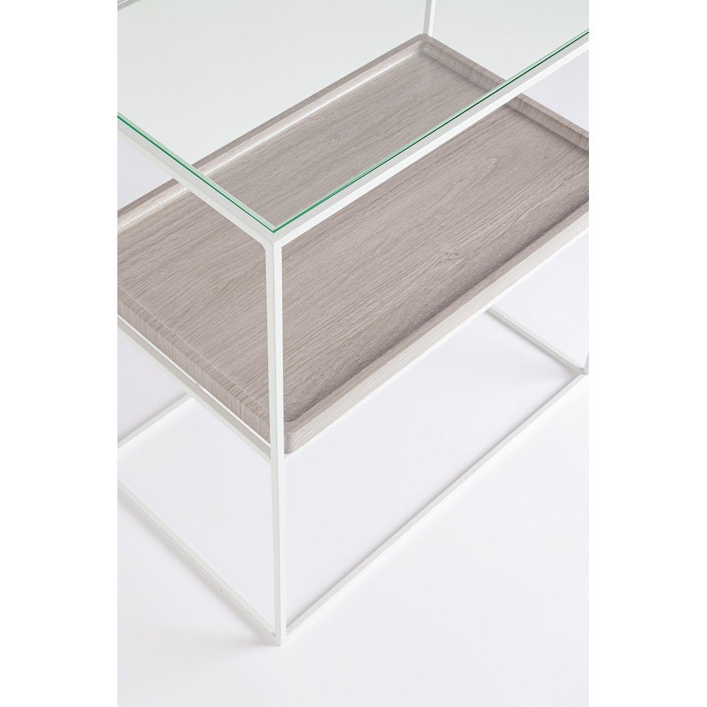 Mobiletto 2 Piani Vetro Bianco Moderno da Interno - CECILIA