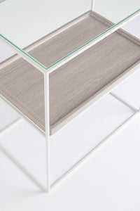 Mobiletto 2 Piani Vetro Bianco Moderno da Interno - CECILIA