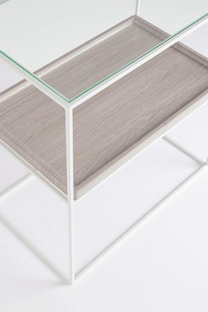 Mobiletto 2 Piani Vetro Bianco Moderno da Interno - CECILIA