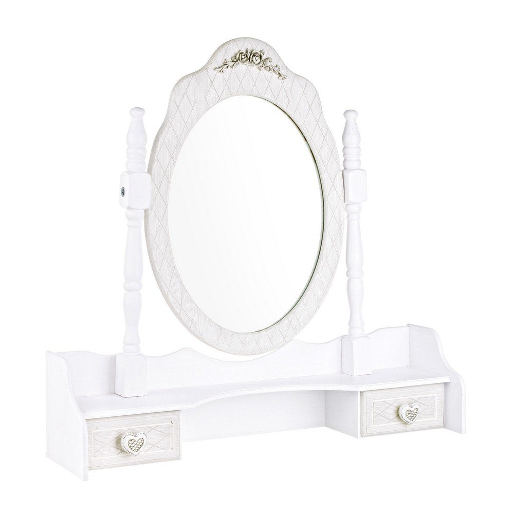 Set 2 Alzate con Specchio Legno Bianco Rustico da Interno - CAROLINE