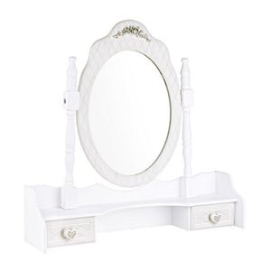 Set 2 Alzate con Specchio Legno Bianco Rustico da Interno - CAROLINE