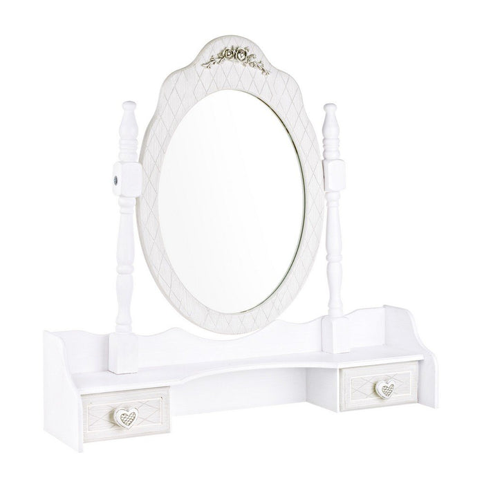 Set 2 Alzate con Specchio Legno Bianco Rustico da Interno - CAROLINE