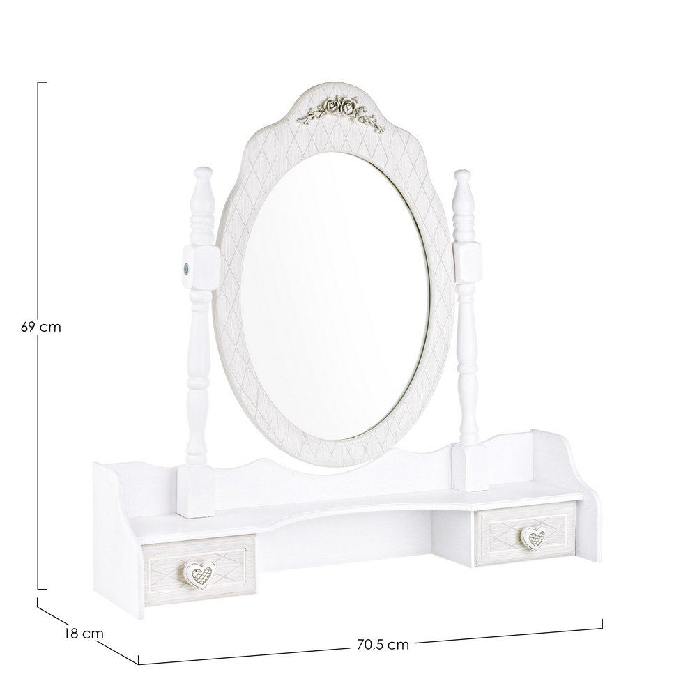 Set 2 Alzate con Specchio Legno Bianco Rustico da Interno - CAROLINE