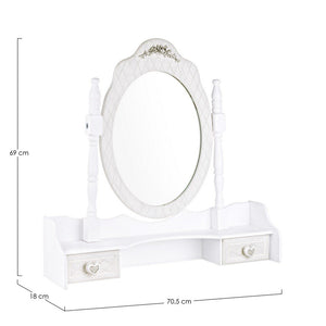 Set 2 Alzate con Specchio Legno Bianco Rustico da Interno - CAROLINE