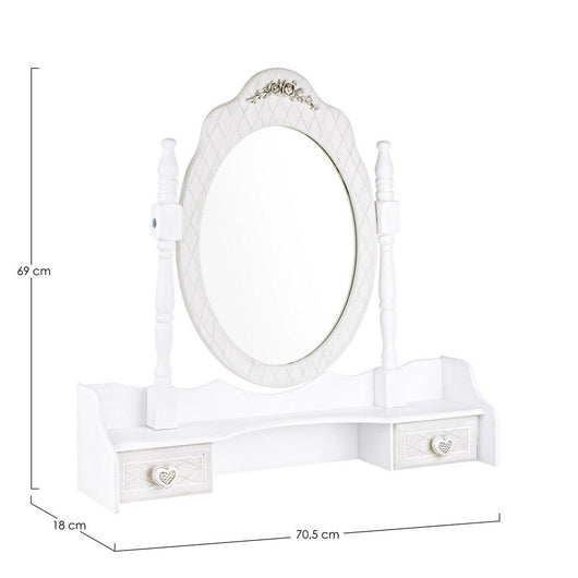 Set 2 Alzate con Specchio Legno Bianco Rustico da Interno - CAROLINE