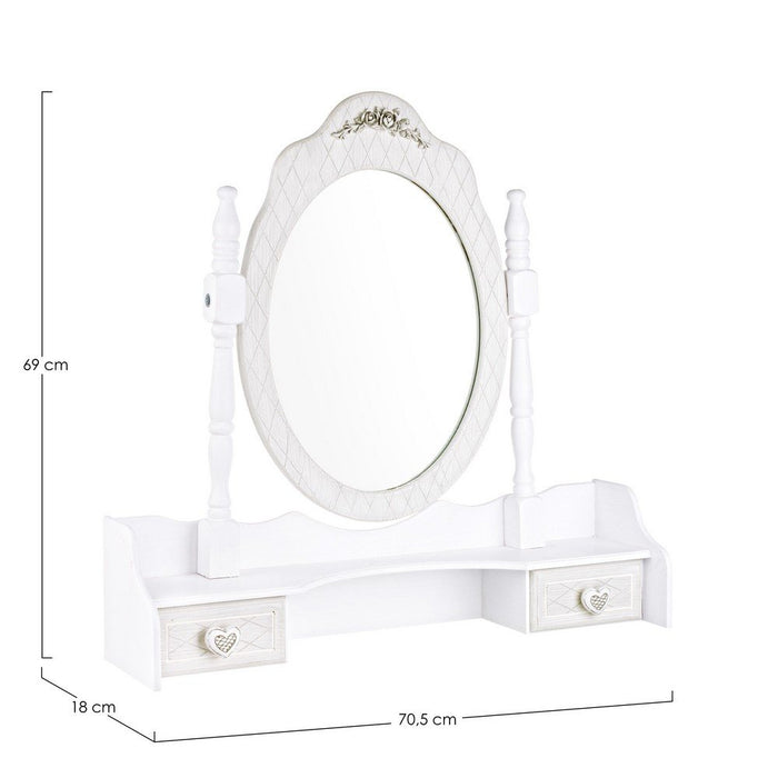 Set 2 Alzate con Specchio Legno Bianco Rustico da Interno - CAROLINE