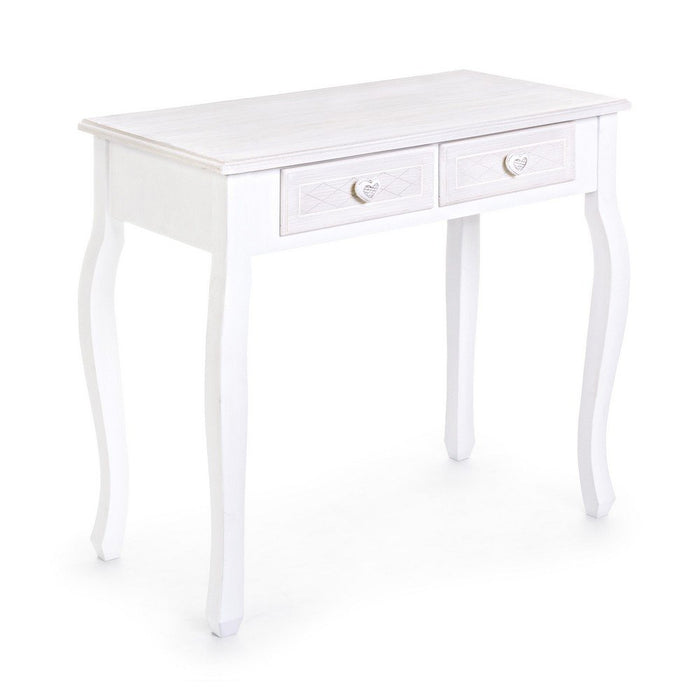 Consolle 2 Cassetti Legno Bianco Shabby da Interno - CAROLINE