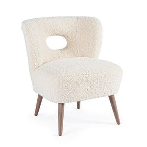 Poltrona Design in Bouclé Bianco Scandinavo da Interno - CARMEN