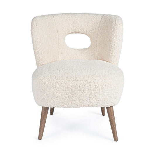 Poltrona Design in Bouclé Bianco Scandinavo da Interno - CARMEN