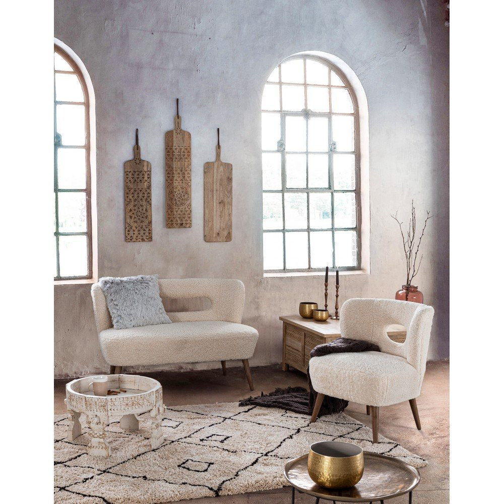 Divano 2 Posti in Bouclé Bianco Moderno da Interno - CARMEN