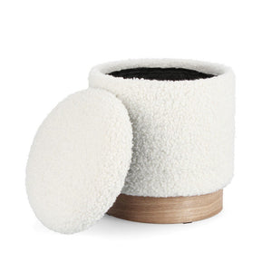 Pouf Contenitore Bouclé Bianco Moderno da Interno - BRI