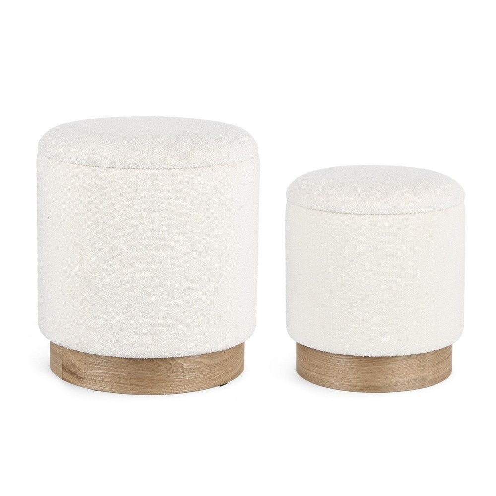 Pouf Contenitore Bouclé Bianco Moderno da Interno - BRIAN Colore: Bianco