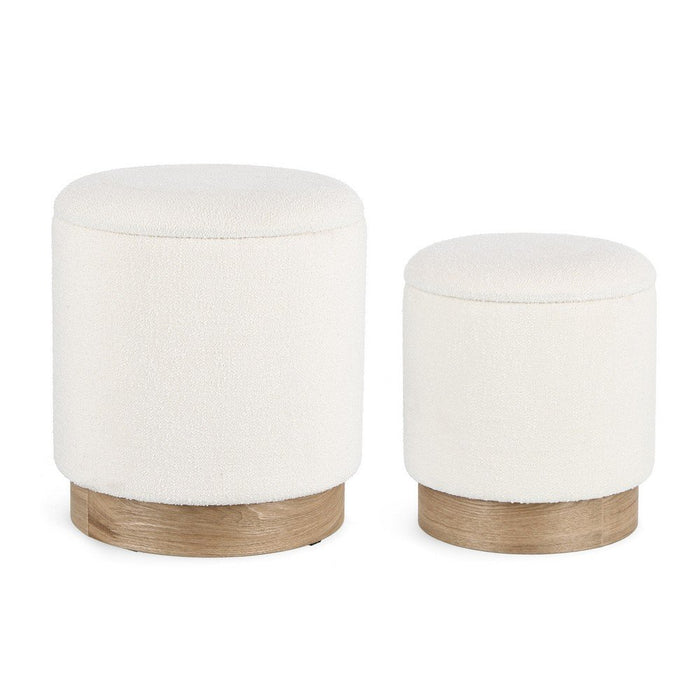 Pouf Contenitore Bouclé Bianco Moderno da Interno - BRIAN Colore: Bianco