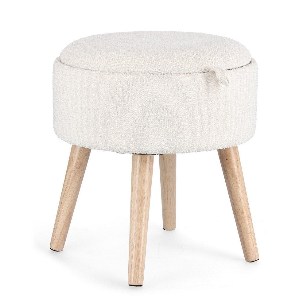 Sgabello Contenitore Bouclé Grigio Moderno da Interno - BRIAR Colore: Bianco