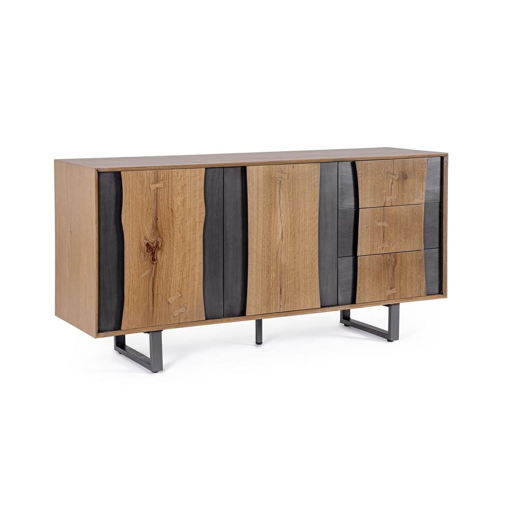 Credenza Legno Naturale e Nero Industriale da Interno - BRAMBLE