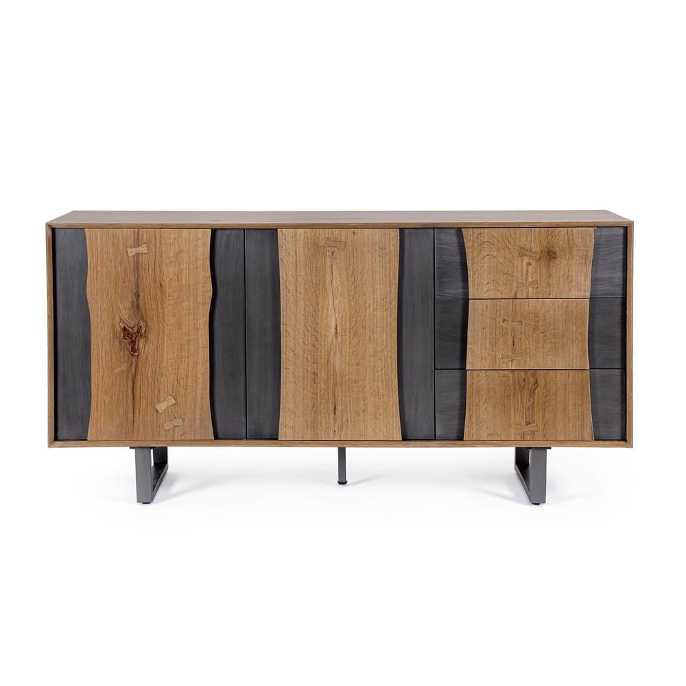 Credenza Legno Naturale e Nero Industriale da Interno - BRAMBLE