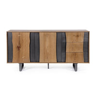 Credenza Legno Naturale e Nero Industriale da Interno - BRAMBLE