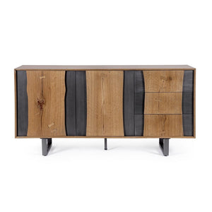 Credenza Legno Naturale e Nero Industriale da Interno - BRAMBLE