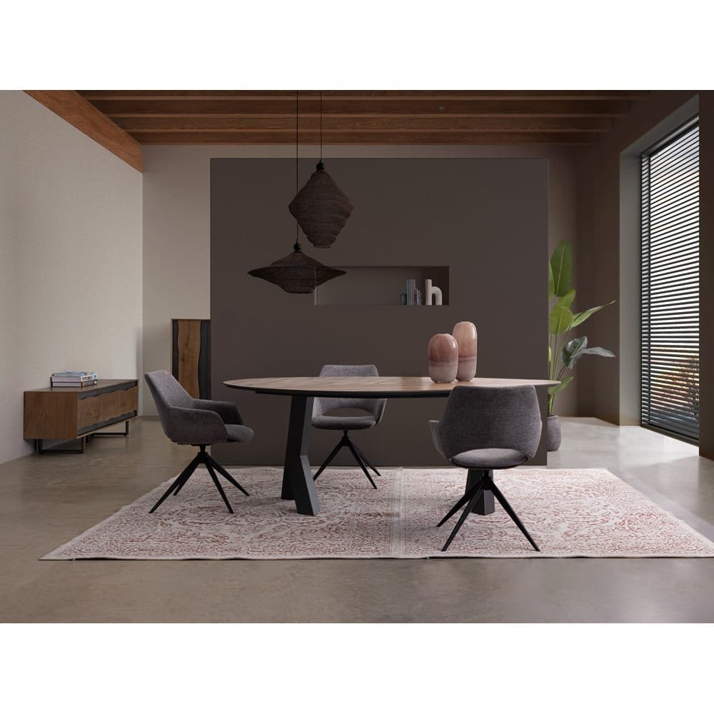 Tavolo MDF Impiallacciato Nero Moderno da Interno 200x115 - BRAMBLE