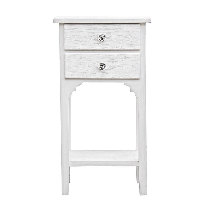 Mobiletto 2 Cassetti Legno Bianco Rustico da Interno - BLAINE