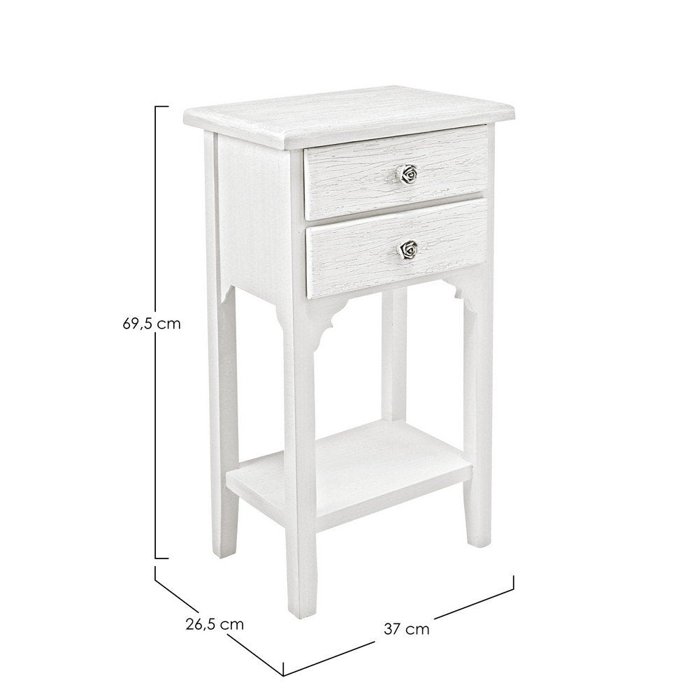 Mobiletto 2 Cassetti Legno Bianco Rustico da Interno - BLAINE