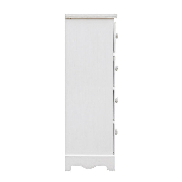 Cassettiera 4 Cassetti Legno Bianco Rustica da Interno - BLAINE