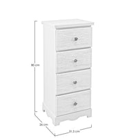 Cassettiera 4 Cassetti Legno Bianco Rustica da Interno - BLAINE