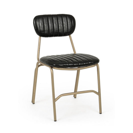 Set 2 Sedie Similpelle Nera Industriale da Interno - BARNABY Colore: Nero