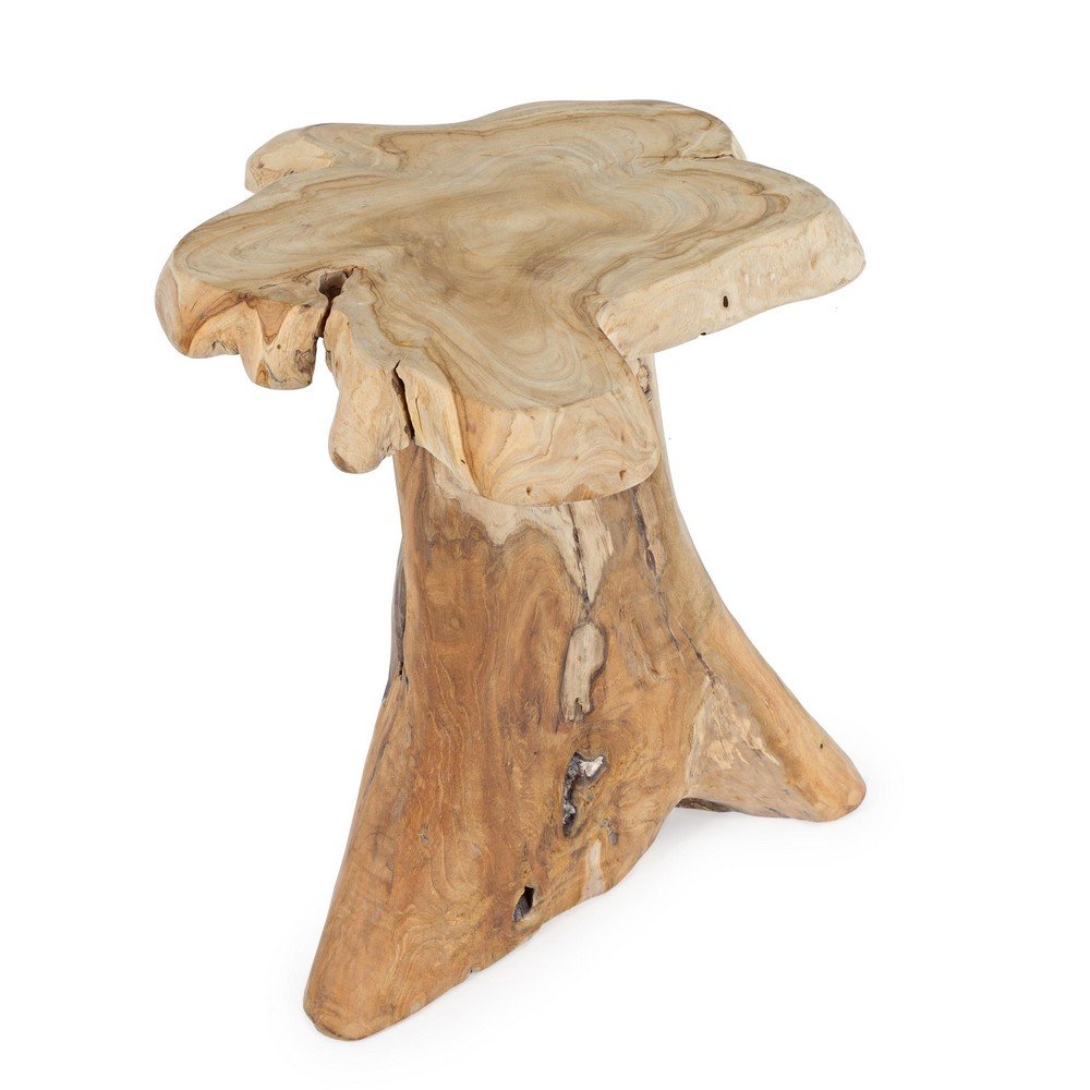 Tavolino in Teak Marrone Rustico da Interno 40x40 cm - ATLAS