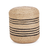 Pouf in Iuta Naturale Nero Stile Rustico da Interno 45 - ANDERSON