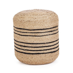 Pouf in Iuta Naturale Nero Stile Rustico da Interno 45 - ANDERSON