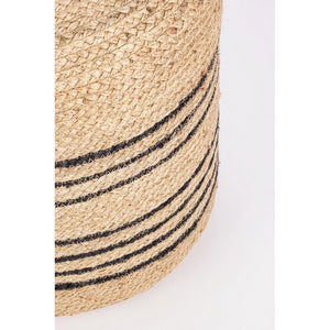 Pouf in Iuta Naturale Nero Stile Rustico da Interno 45 - ANDERSON