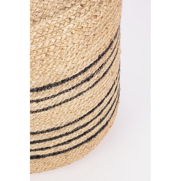 Pouf in Iuta Naturale Nero Stile Rustico da Interno 45 - ANDERSON