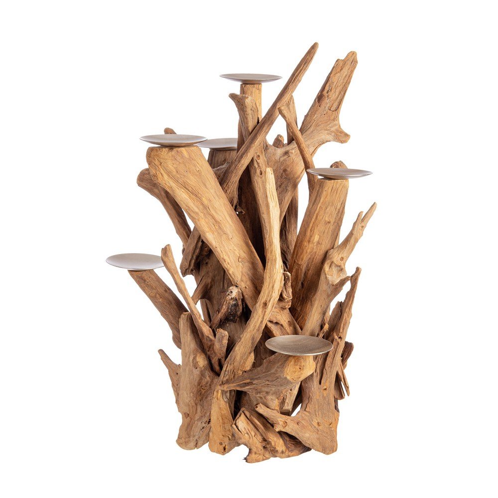 Candelabro Teak Marrone Rustico da Interno H70 cm - ANANYA