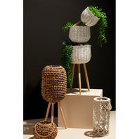 Set 2 Lanterne Treppiede in Rattan Marrone Boho da Interno - ALEXANDER