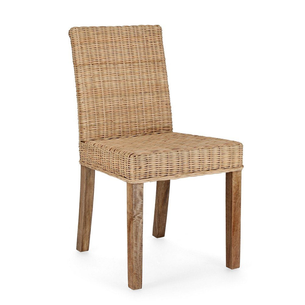 Sedia Rattan Legno Marrone Rustica da Interni - ADELA