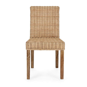 Sedia Rattan Legno Marrone Rustica da Interni - ADELA