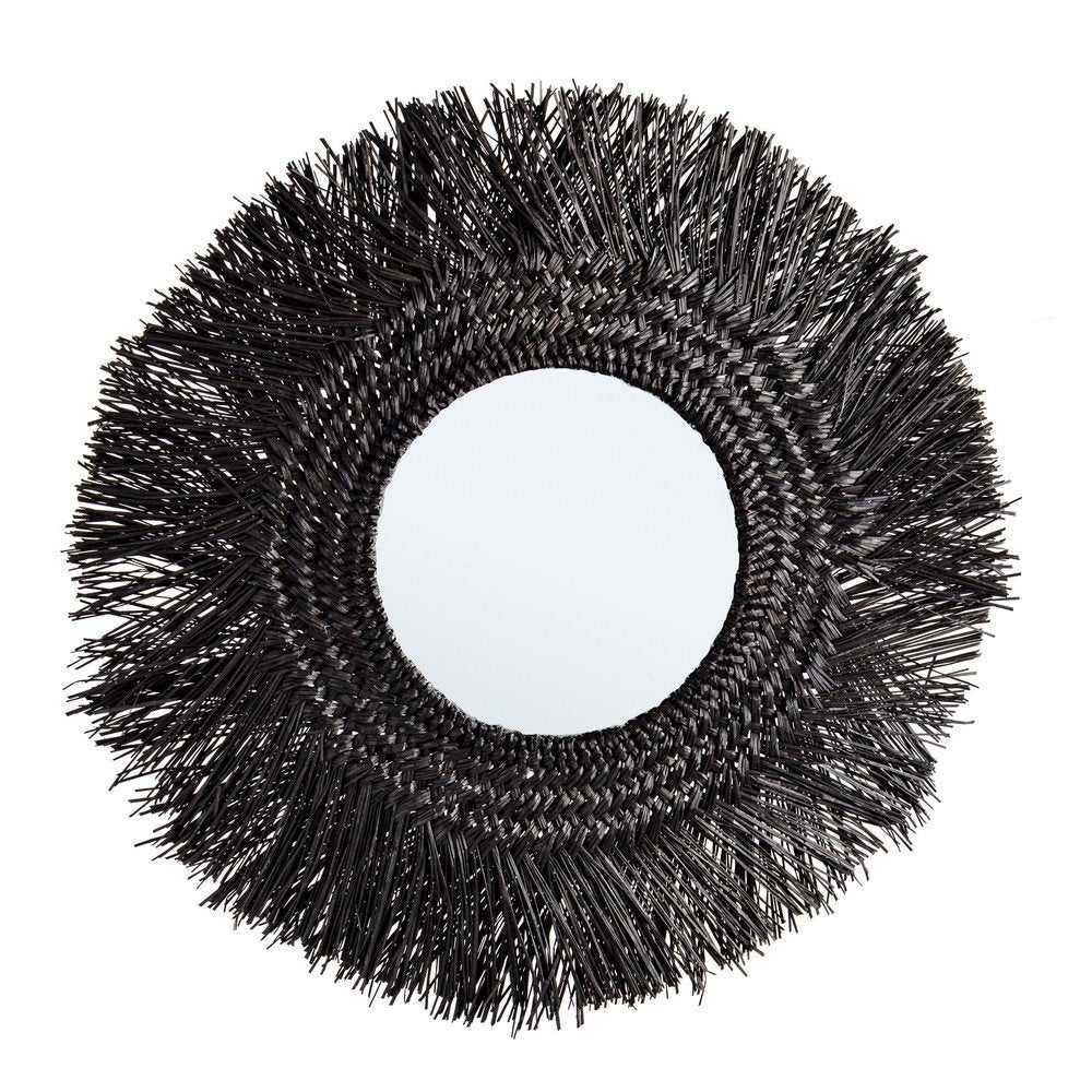 Specchio Fibra di Bambù Nero Boho da Parete - ADAMS Colore: Nero