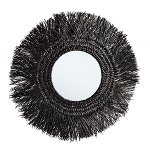 Specchio Fibra di Bambù Nero Boho da Parete - ADAMS Colore: Nero