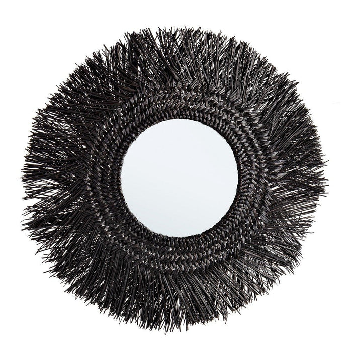 Specchio Fibra di Bambù Nero Boho da Parete - ADAMS Colore: Nero