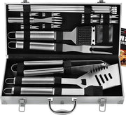 Set di accessori BBQ in acciaio inossidabile - 20 pezzi - Ideale regalo per uomini - Set di accessori barbecue in acciaio inossidabile