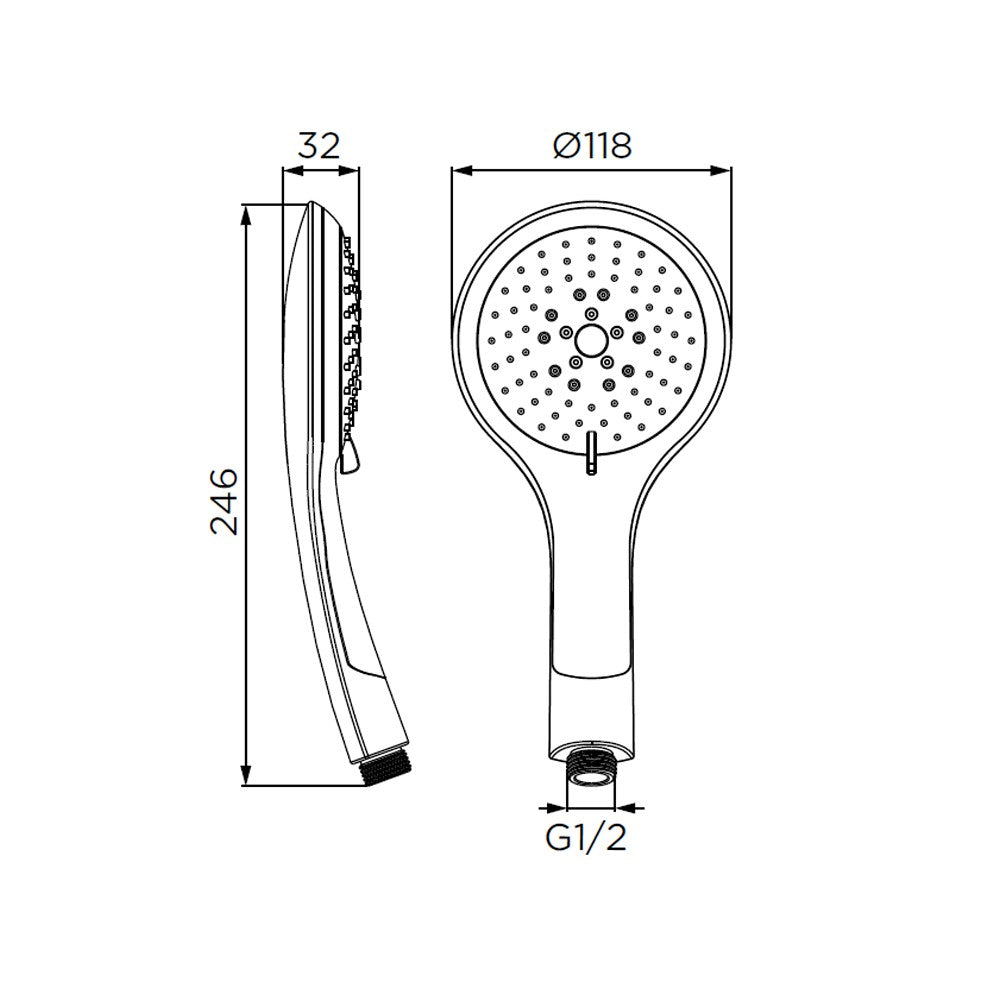 Doccino serie elegant a 5 getti, nero