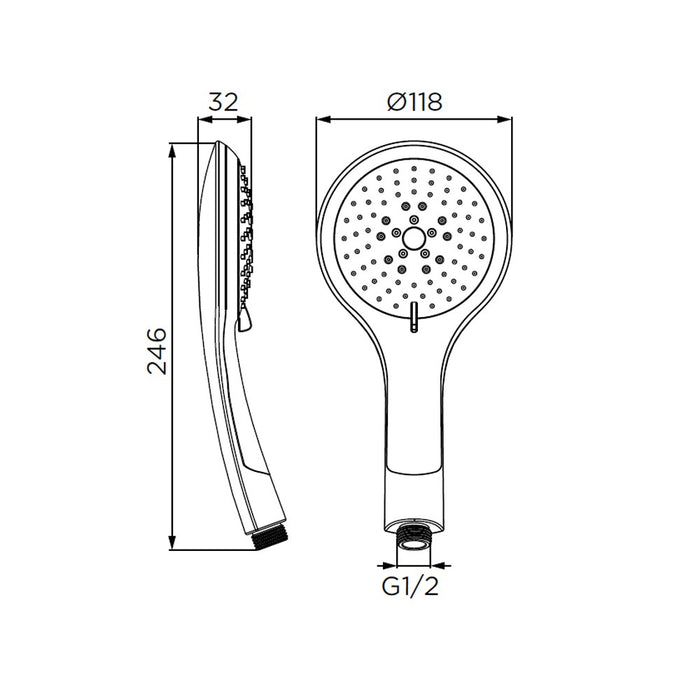Doccino serie elegant a 5 getti, nero